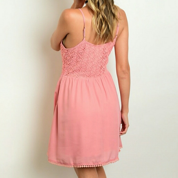 Sleeveless Tie Neck Lace Detail Crochet Trim Sundress Dress - Picture 6 of 7